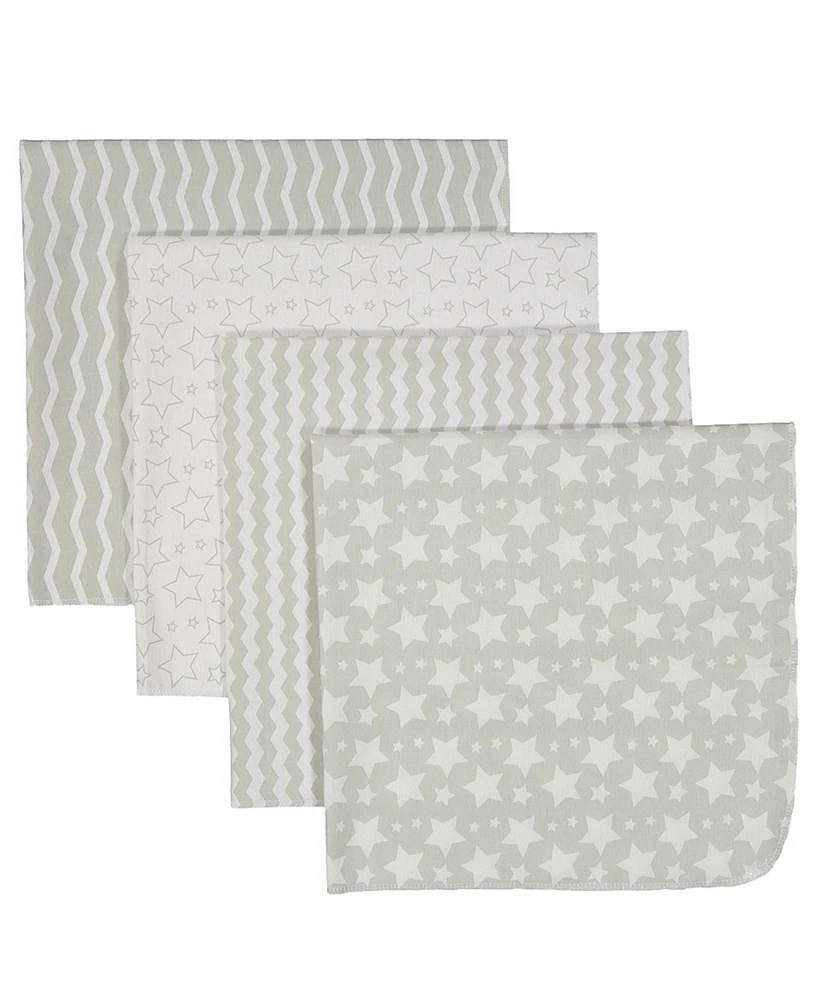Baby Boys Stars Waves Flannel Receiving Blankets, Pack of 4