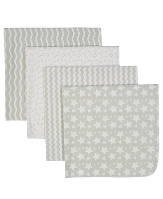 Baby Boys Stars Waves Flannel Receiving Blankets, Pack of 4