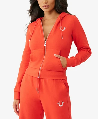 True Religion Women's Lurex Buddha Zip Up Hoodie