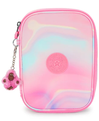 Kipling 100 Pens Aqua Flowers Zippered Pen Case