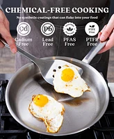 Alva Maestro 9.5" 5-Ply Stainless Steel Frying Pan Skillet, Non-Toxic Pfas Pfoa & Ptfe Free, Compatible with All Cooktops Induction Safe, Oven