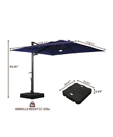 Mondawe 120" Square Cantilever Umbrella with Detachable Led Atmosphere Light and Bluetooth Player