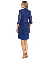 R & M Richards Women's 2-Pc. Sequined Lace Jacket Necklace Dress Set