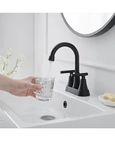 4 in. Centerset 2-Handle High-Arc Bathroom Faucet in Matte Black