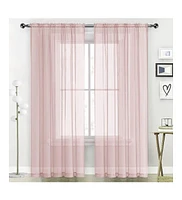 Kate Aurora Hotel Lux 2 Piece Rose Pink Rod Pocket Sheer Curtain Panels