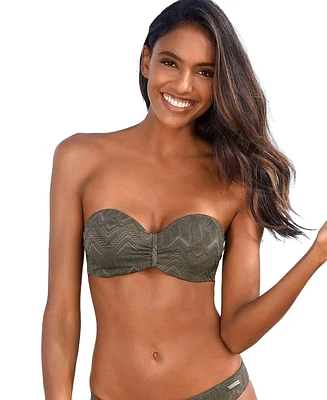 Lascana Women's Textured Bandeau Bikini Swimsuit Top