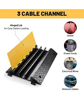 Yescom 3-Channel Rubber Cable Ramp 40000 Lbs Wire Cord Ramp Driveway Hose Cover Protector Speed Bumps for Driveway Hose Pipe Hider