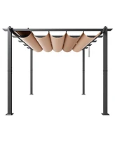 Outdoor Pergola with Adjustable Canopy Retractable Shade and Aluminum Frame