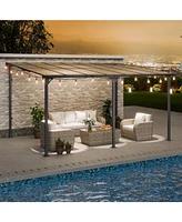 Slickblue Lean to Gazebo for Patio Hard Top Pergola Aluminum Frame