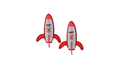 Tuffy Transportation Rocket, 2-Pack, Durable Plush Dog Toy