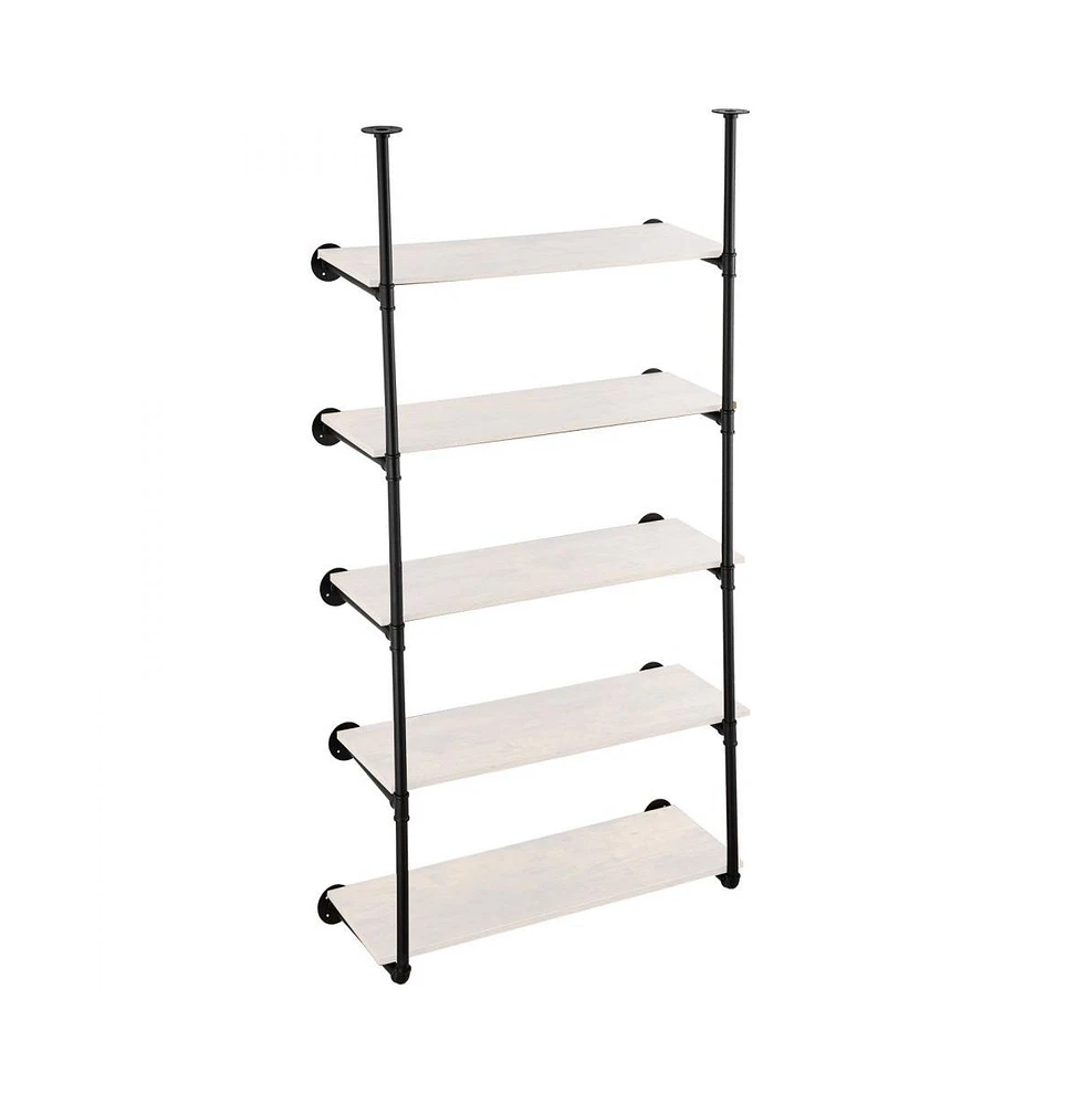 2PCS 5-Tier Industrial Pipe Shelf Frame, Wall Mount, No Planks Included