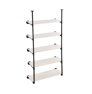 2PCS 5-Tier Industrial Pipe Shelf Frame, Wall Mount, No Planks Included