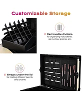 Byootique Rolling Makeup Train Case Nail Table w/ 4pcs Swivel Replacement Wheels