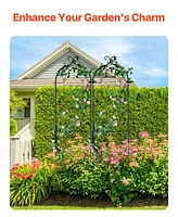 Slickblue 2 Pieces Rustproof Metal Garden Trellis for Strong Climbing Plant Support
