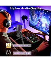 ZealSound Gaming Usb Microphone for Pc,Rgb Condenser Computer Mic w/ Tripod Stand,Gain Control for Gaming,Streaming,Podcasting,Asmr,Cardioid Mic Kit