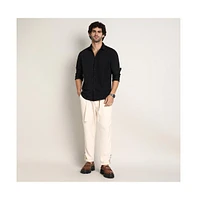 Campus Sutra Men's Onyx Black Everyday Solid Shirt