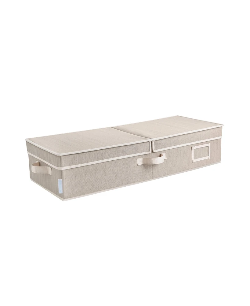 WeThinkStorage Folding Fabric Under Bed Organizer w/Double Open Lid - Clay