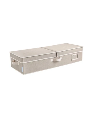 WeThinkStorage Folding Fabric Under Bed Organizer w/Double Open Lid - Clay