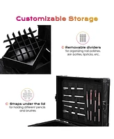 Byootique Rolling Makeup Case Nail Table with 4 pcs Replacement Wheels Black