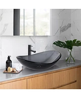 Aquaterior Bathroom Vessel Sink & Faucet Kit 8" Vanity Mixer Tap Tempered Glass