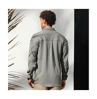 Campus Sutra Men's Ash Grey Stripe-Textured Shirt