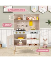 Play Kitchen Height Adjustable with Microwave and Lights and Sounds For Kids