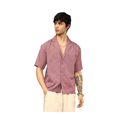 Campus Sutra Men's Brick Red Heathered Korean Oversized Shirt