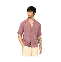 Campus Sutra Men's Brick Red Heathered Korean Oversized Shirt