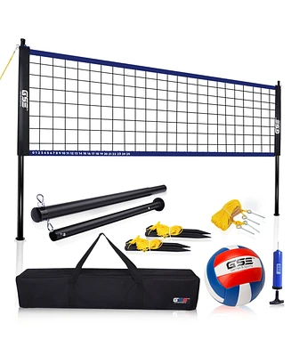 Gse Games & Sports Expert Volleyball Net Set with Volleyball, Aluminum Poles, Winch System, Pump, and Carrying Bag (Recreational)