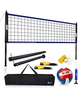 Gse Games & Sports Expert Volleyball Net Set with Volleyball, Aluminum Poles, Winch System, Pump, and Carrying Bag (Recreational)