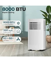Zafro 8,000 Btu Portable Ac Quiet 3-in-1 Cools up to 350 SqFt with Fan Dehumidifier 4 Modes 24H Timer Remote Led Display Install Kit for Home Office