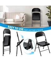Sugift 4-Pack Heavy Duty Folding Chairs – 450lb Capacity Commercial-Grade Steel Frame Chairs for Events, Parties & Offices (Black)