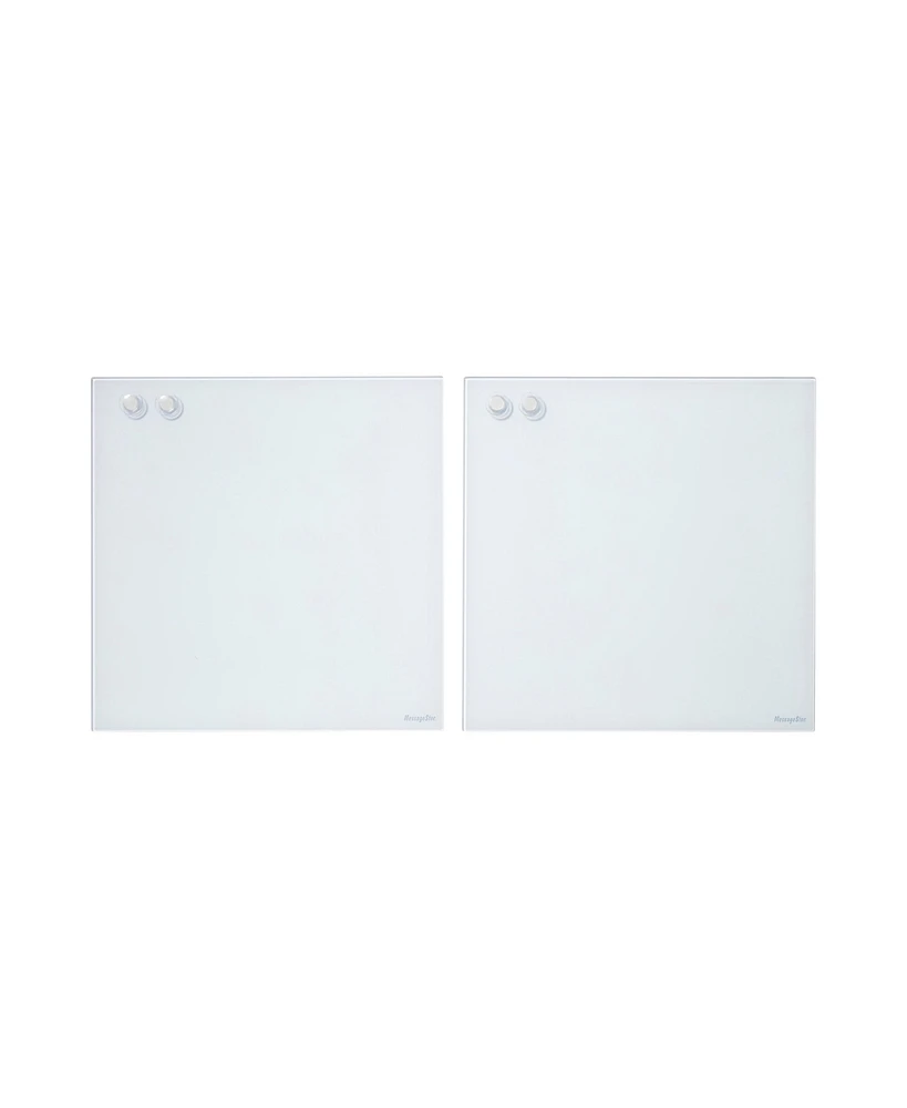 ECR4Kids MessageStor Magnetic Dry-Erase Glass Board with Magnets, 17.5in x 17.5in, White, 2-Pack