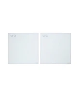 ECR4Kids MessageStor Magnetic Dry-Erase Glass Board with Magnets, 17.5in x 17.5in, White, 2-Pack