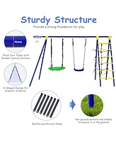 Gymax Boys 5-In-1 Swing Set for Outdoor W/ Heavy Duty Frame Basketball Hoop & Climbing Ladder