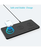 ZealSound Wireless Charging Pad Ultra-Slim Triple Charger Station for Multiple 3 Device & New Airpods Ultra Slim Pu Leather Mat W/Ac Adapter for Phone