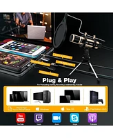 ZealSound k08g Usb Recording Microphone Gold and H1 Gooseneck Mic Arm Stand