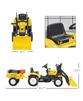 Aosom Ride-On Kids Bulldozer with Real Working Dirt Bucket,
