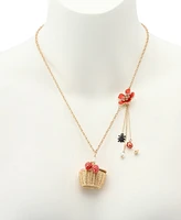 Betsey Johnson Faux Stone Backyard Picnic Basket Pendant Necklace