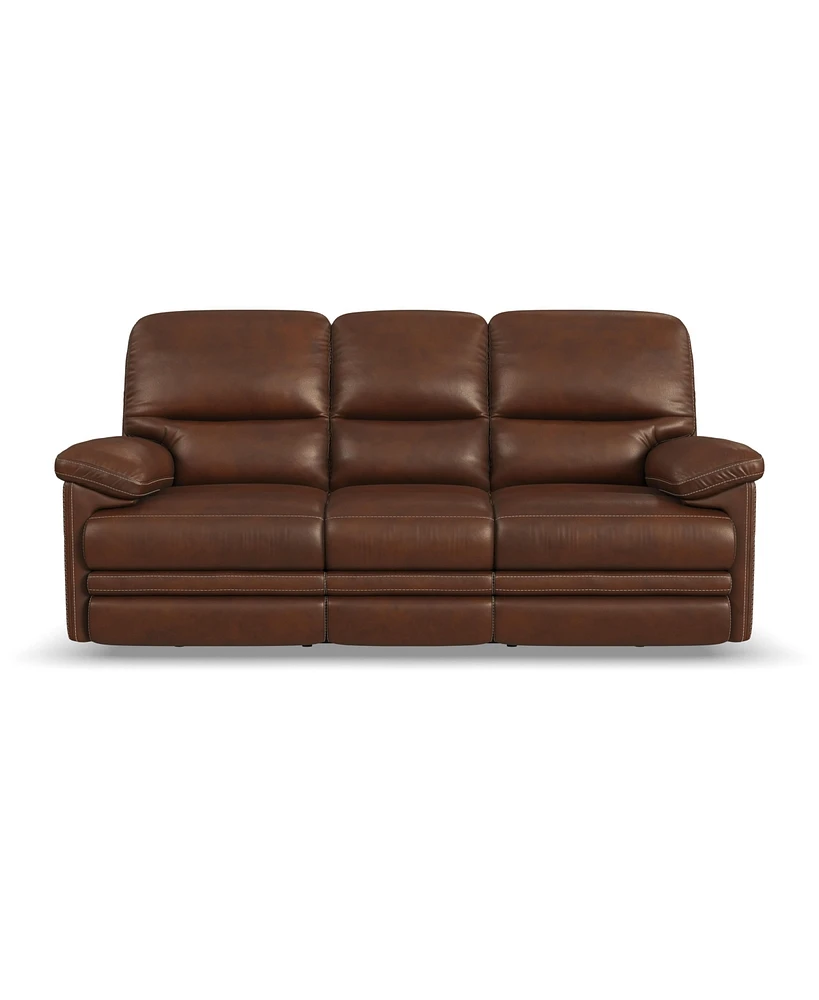 Flexsteel David 85" Pecan Leather Power Reclining Sofa