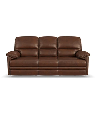 Flexsteel David 85" Pecan Leather Power Reclining Sofa