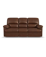Flexsteel David 85" Pecan Leather Power Reclining Sofa