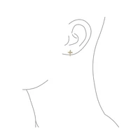 Bling Jewelry Minimalist Petite Religious Small Cz Cross Stud Earrings Cubic Zirconia Gold Plated .925 Sterling Silver