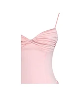 Miss Circle Women's Najwa Baby Pink Ruched Breast Drop Waist Maxi Dress
