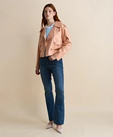 Furniq Uk Women's Leather Cropped Trench Style Jacket, Created For Macy's