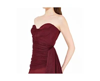 Amri Women's Sweetheart Ruched Tulle Column Gown Crepe