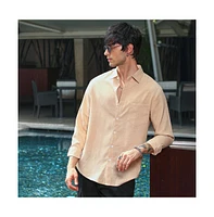 Campus Sutra Men's Ecru Beige Solid Relaxed Shirt