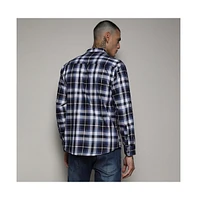 Campus Sutra Men's Navy Blue Tartan Plaid Shirt