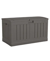 Suncast 50 Gallon Plastic Deck Box with Molded Lockable Feature for Home, Gray