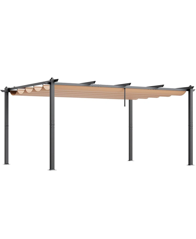 Slickblue Outdoor Retractable Pergola with Aluminum Frame and Adjustable Sun Shade Canopy